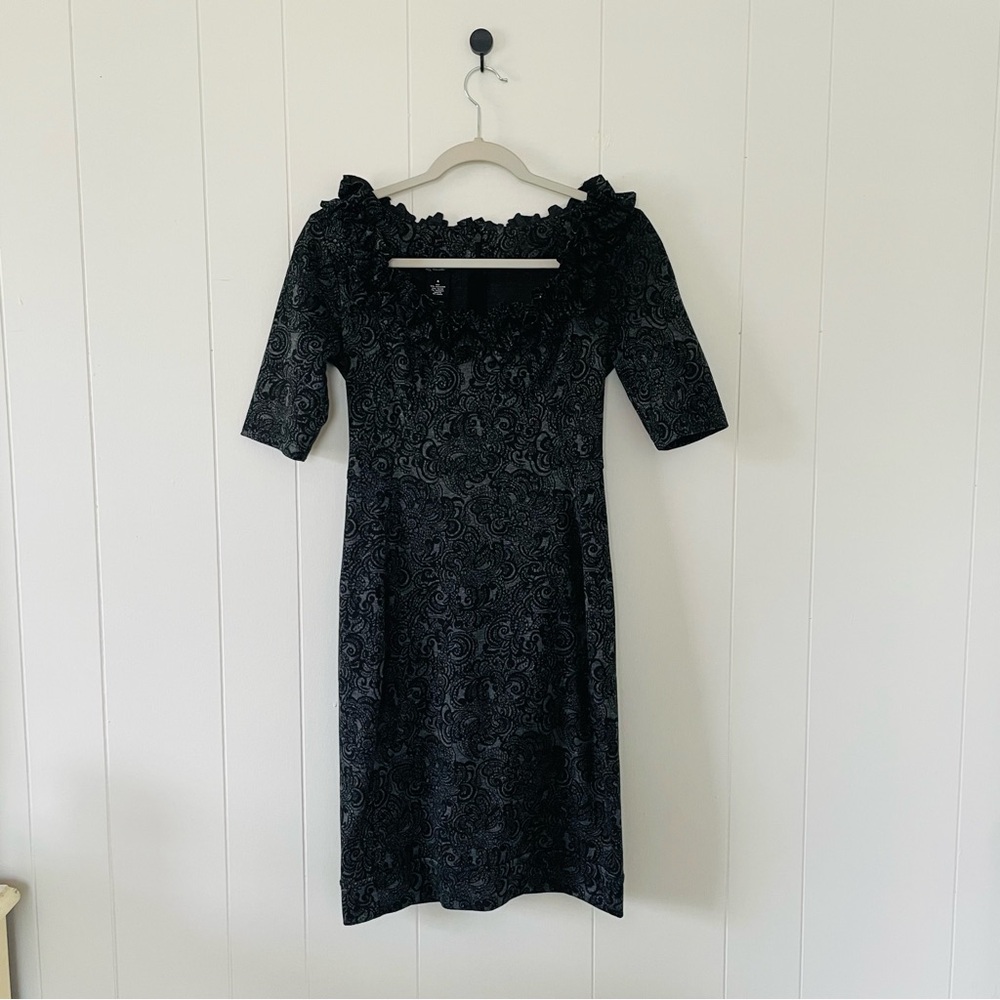 new directions Black lace print formal Midi Dress
